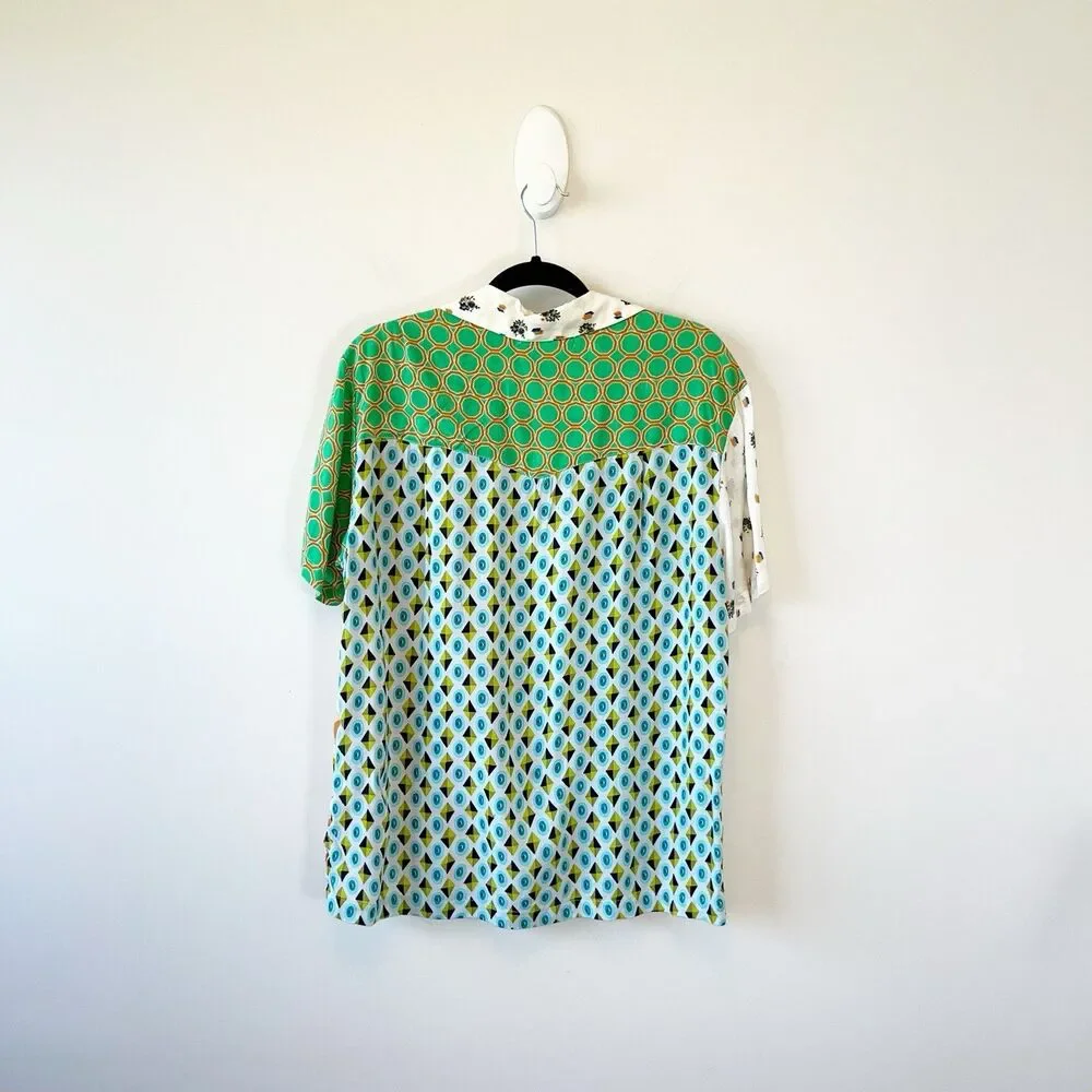 Urban Outfitters UO Gardenia Souvenir Button Down Top Patchwork Blouse Medium - Picture 5 of 12